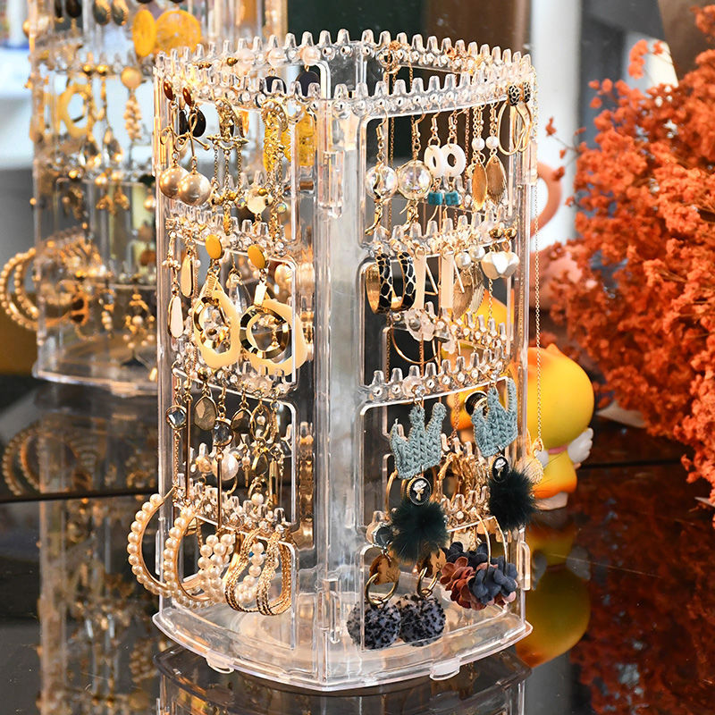 Rotating Jewelry Organizer for Earrings and Necklaces