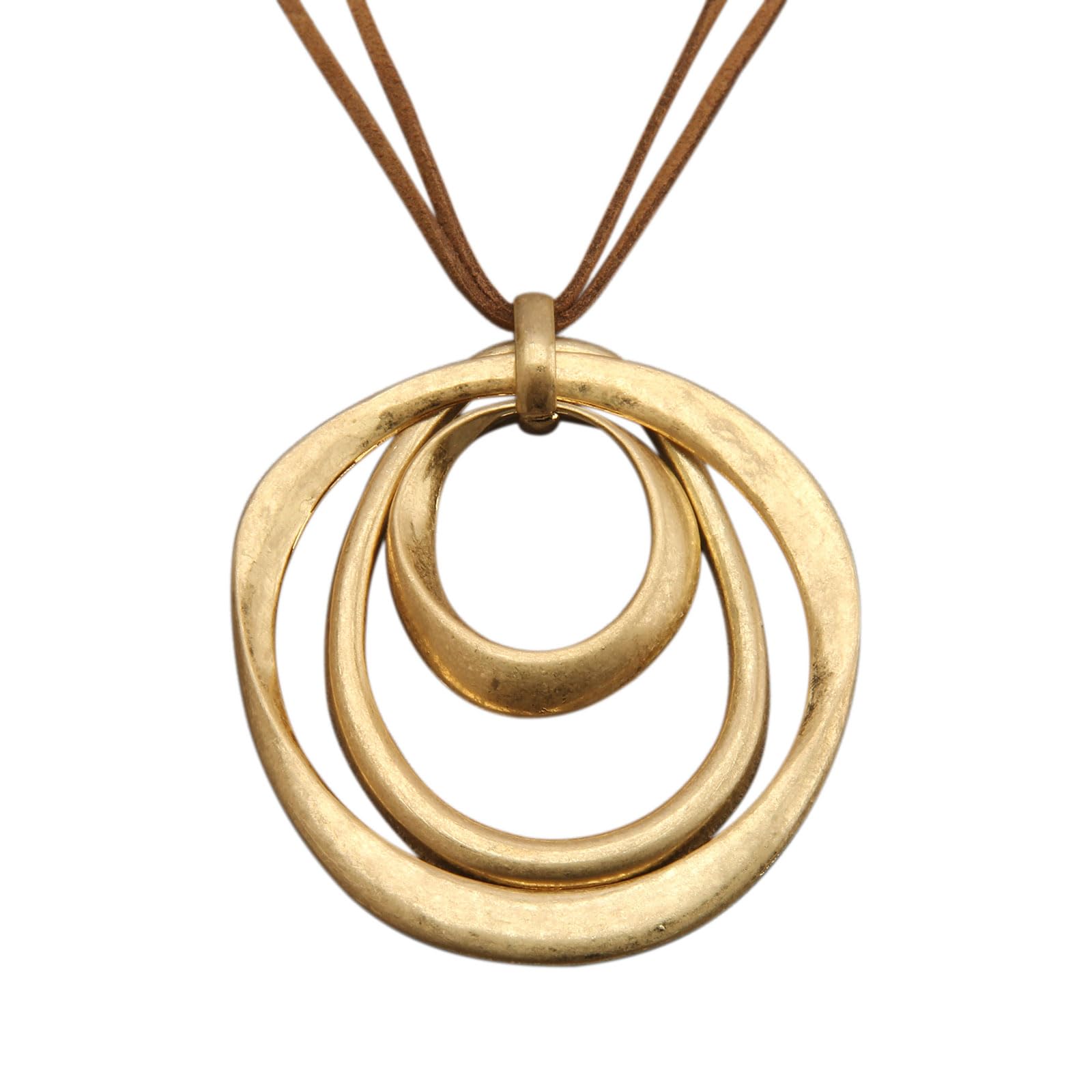 joymiao Large Pendant Necklace Chunky Boho Necklaces for Women Long Brown Necklace Leather Necklaces for Women Hippie Jewelry