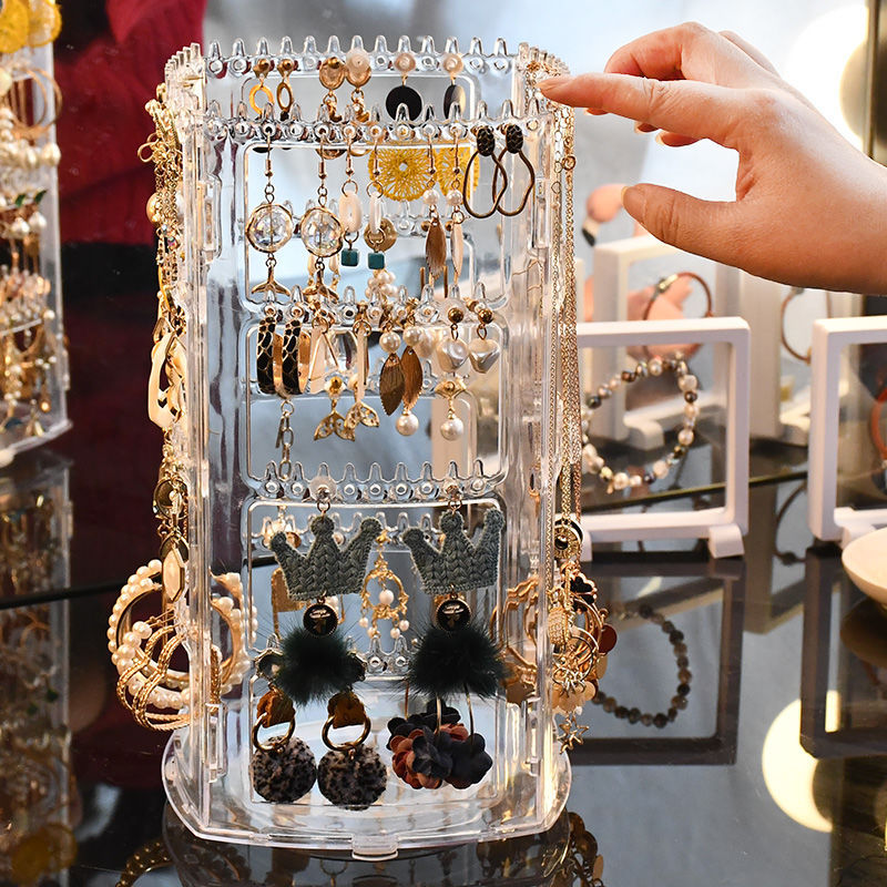 Rotating Jewelry Organizer for Earrings and Necklaces